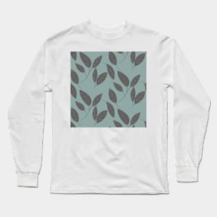 Simple Gray Leaves Long Sleeve T-Shirt